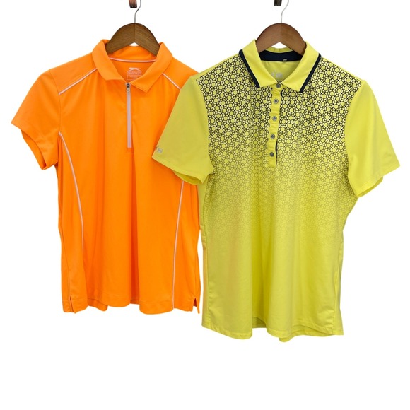 Slazenger Golf Polo Shirt Nvo Set Woman Performance Athletic‎ Neon Top Size L - Picture 1 of 16